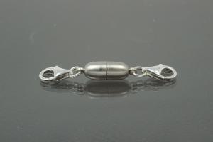 Steiner Varioverschluss unecht spitzoval mattiert, rhodiniert mit Karabiner 925/- Silber