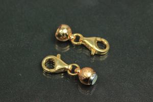 Steiner Vario Magnetic Clasp metal double ball gold plated stardust, trigger clasp 925/- silver gold plated