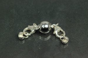 Steiner Vario Magnetic Clasp metal ball Ø8mm polished, rhodium plated, 925/-silver trigger clasp, power cap