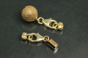 Steiner Vario Magnetic Clasp metal ball Ø10mm diamond cut gold plated, trigger clasp, Steiner power cap 925/-silver gold plated